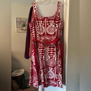 Chic Red and White Midi Dress